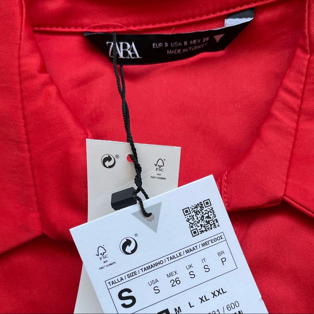 Zara red poplin shirt dress - Picture 6 of 6